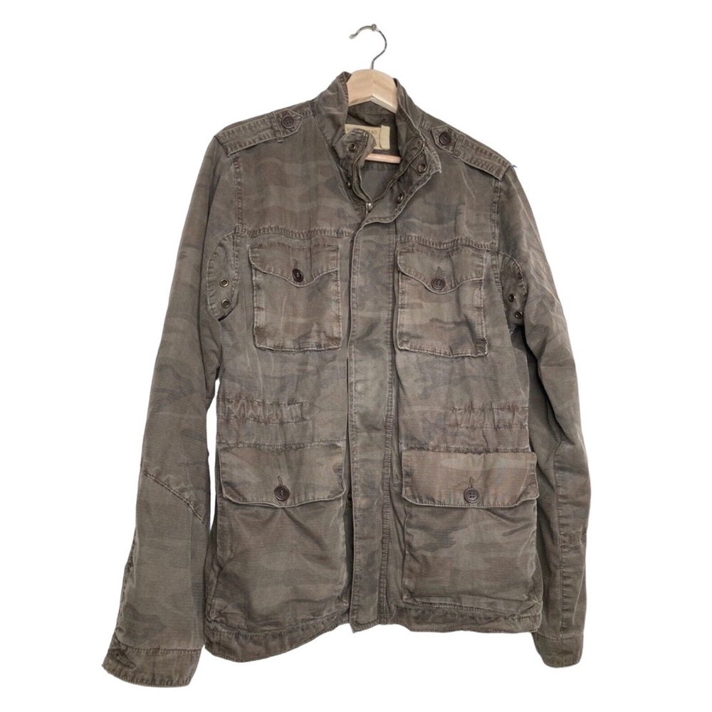 Lucky Brand Size Medium Jacket Camouflage Green Army Utility Field Full Zip